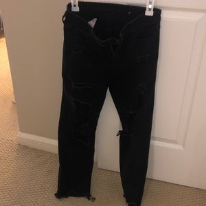 Black, high waisted crop jeans